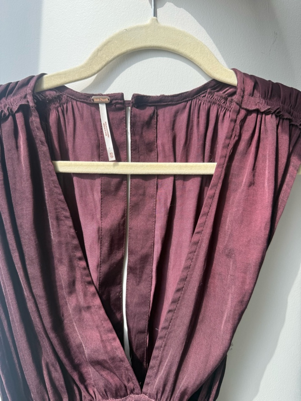 Free People Plum Deep V-Neck Blouse